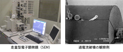 走査型電子顕微鏡（SEM）、過電流破壊の観察例