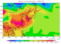 PM2.5濃度アーカイブ東アジアマップ