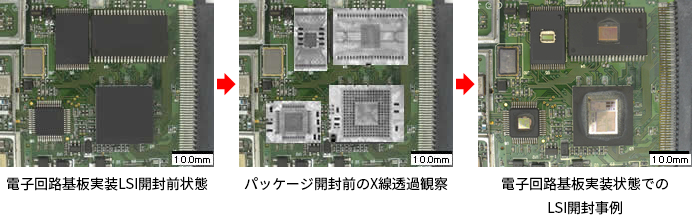 電子回路基板に搭載したままの状態でパッケージ開封する流れ