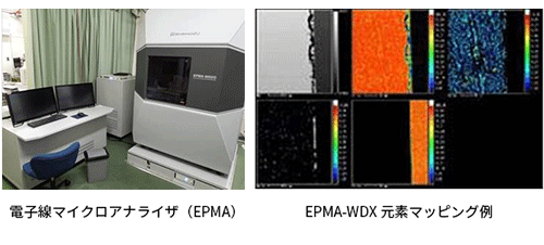 電子線マイクロアナライザ（EPMA）、EPMA-WDX 元素マッピング例