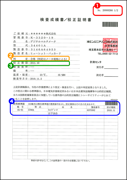 検査成績書の表紙解説